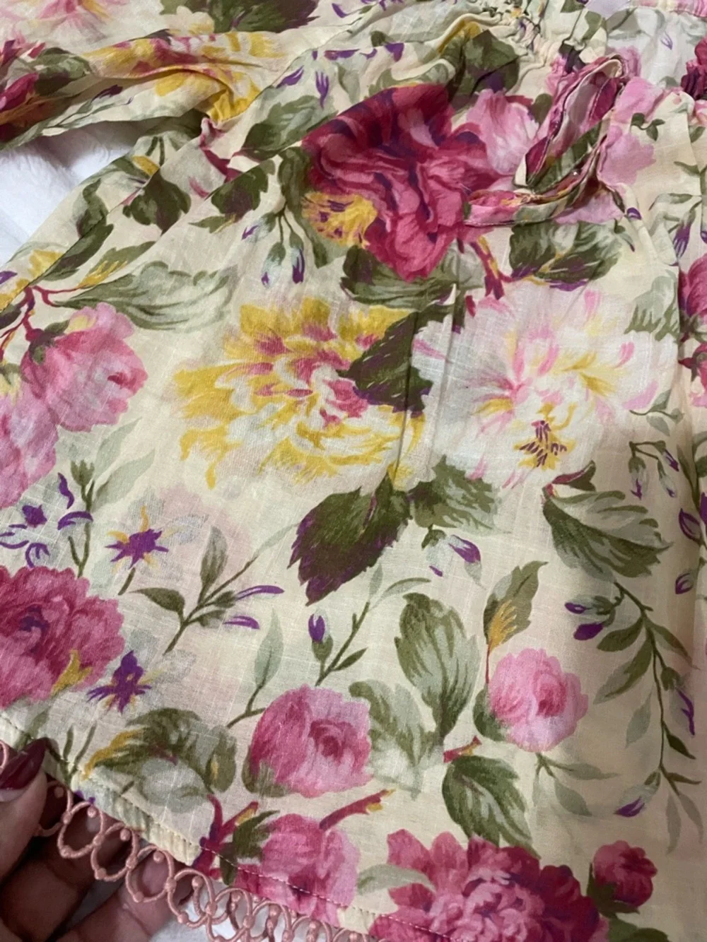 Zimmermann Girls Floral Peasant Blouse - Pink & Cream - Picture 4 of 13